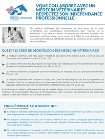 Vous collaborez avec un médecin vétérinaire? Respectez son indépendance professionnelle!