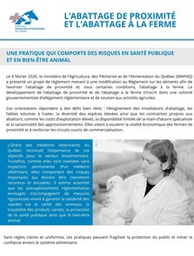 L'abattage de proximité et l'abattage à la ferme
